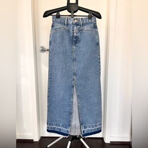 Mango Light Blue Denim Skirt with Front Slit Detail